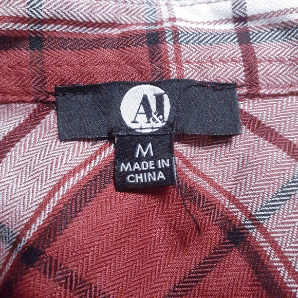 A&I red and white plaid button down shirt - Picture 5 of 7